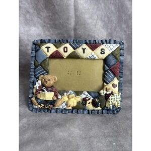 Daisy Kingdom Blue Jean Teddy Bear Nursery‎ Picture Frame Toys Quilted 2.5 x 4.5